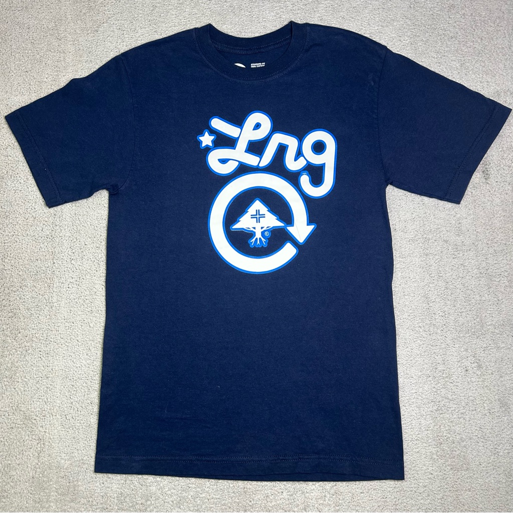Lrg Shirt Mens Small Navy Blue Graphic Print Skateboarding Brand Short Sleeve